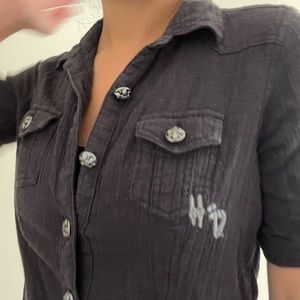 Harley Davidson black short sleeve button down shirt